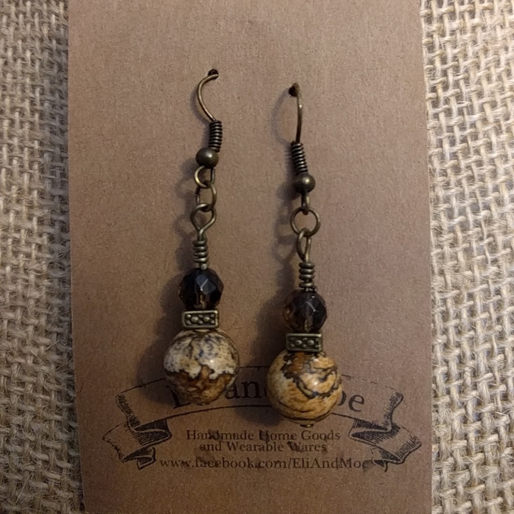 Jasper and quartz earrings